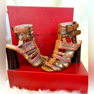 Donald J Pliner Strappy Multi-colored Tan Sandles